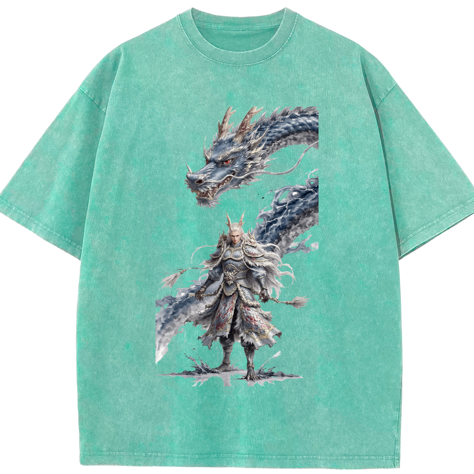 （画像用） Ne Zha 2 ナタ 魔童の大暴れ 綿100% ヴィンテージ風 半袖Tシャツ（フロントプリント）